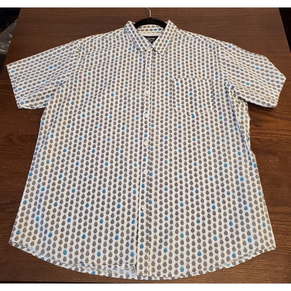 Monument Shirt Mens XL Gray, Blue‎ Pineapples  Button Up Short Sleeve Casual